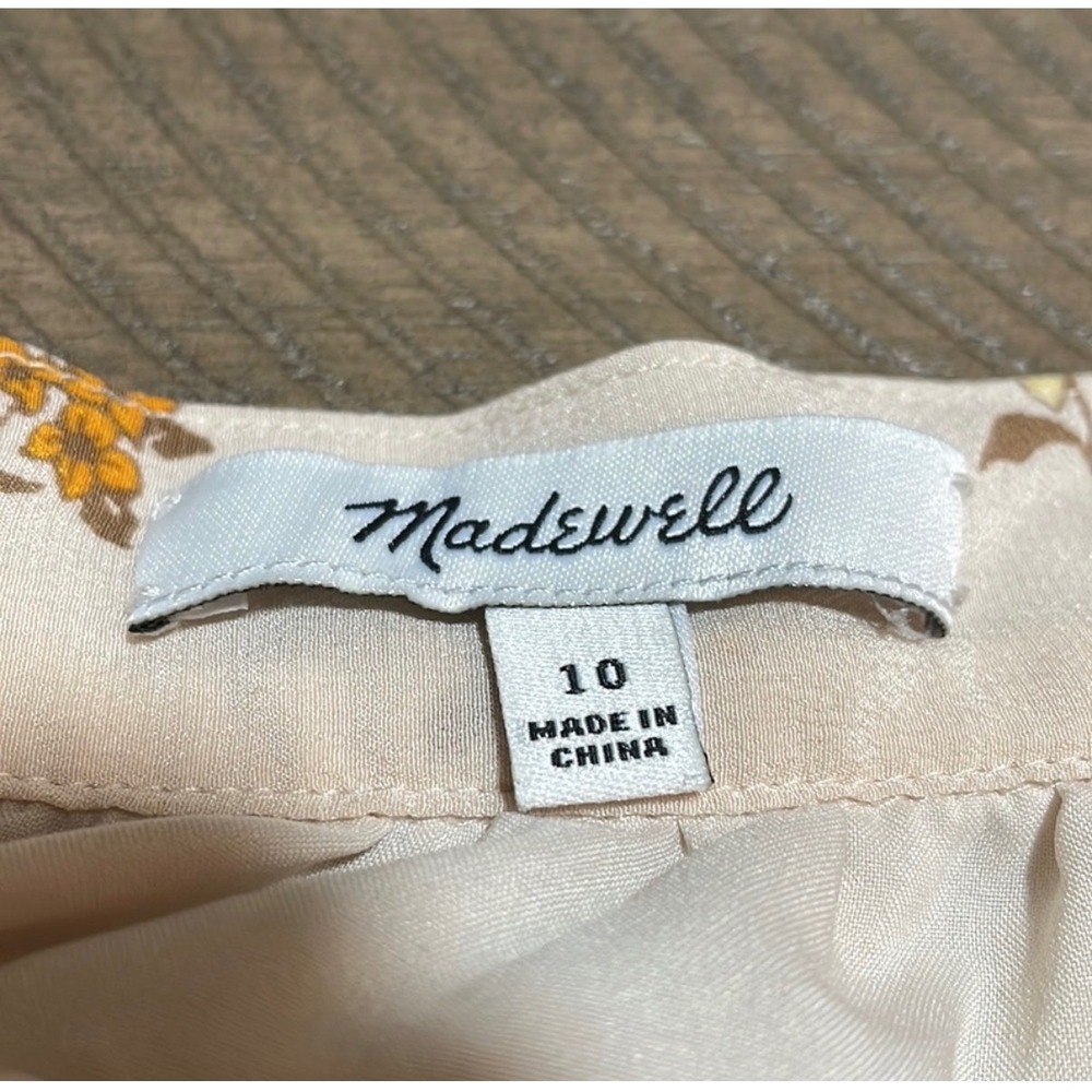 Madewell Meadow Floral Silk Wrap Mini Skirt Cream Orange 10 - Picture 3 of 7